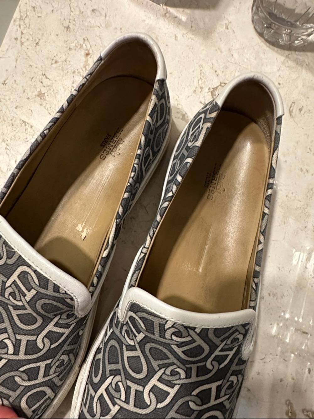 Hermès Chaîne d'Ancre canvas slip-on trainers - Picture 3 of 11